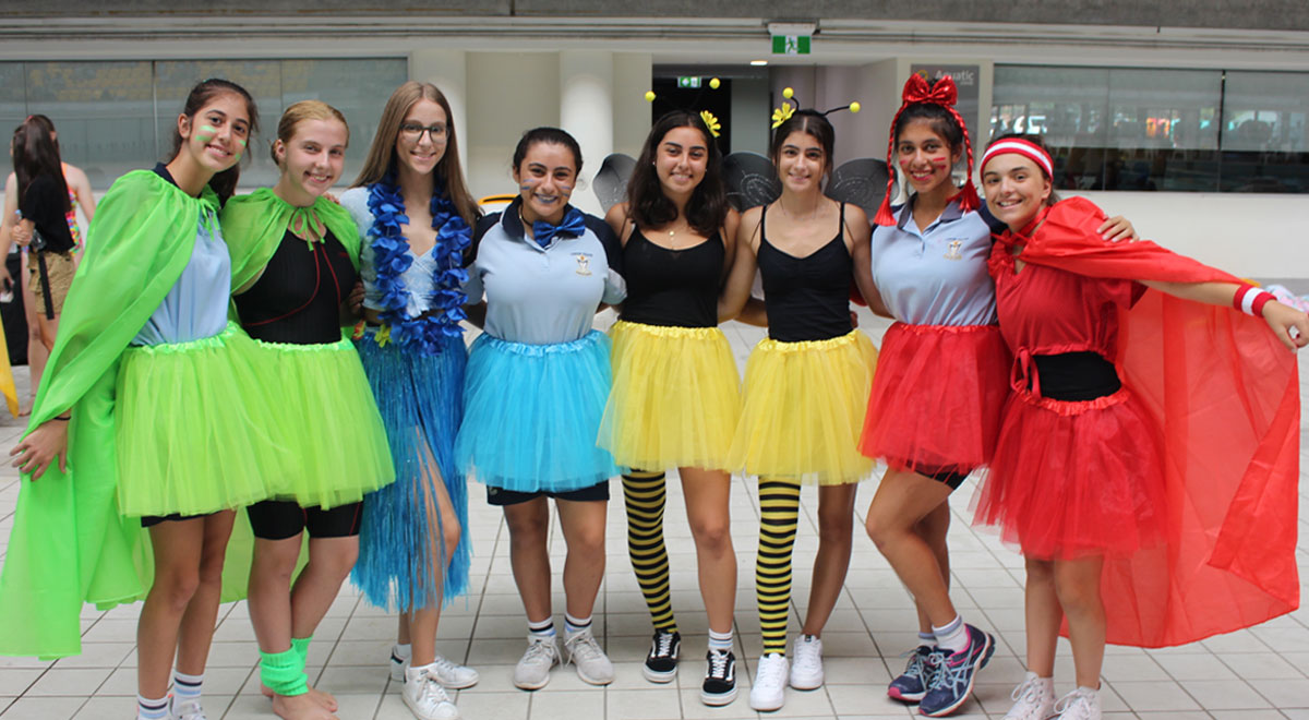 Students posing for a photo at the Cerdon College Swimming Carnival
