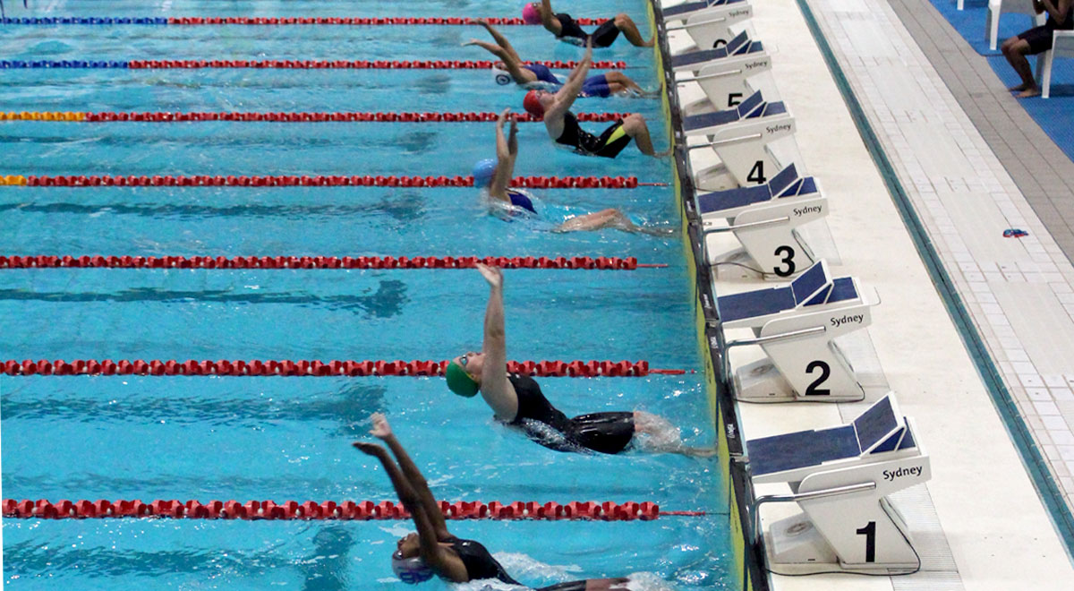 Students competing in the Cerdon College Swimming Carnival