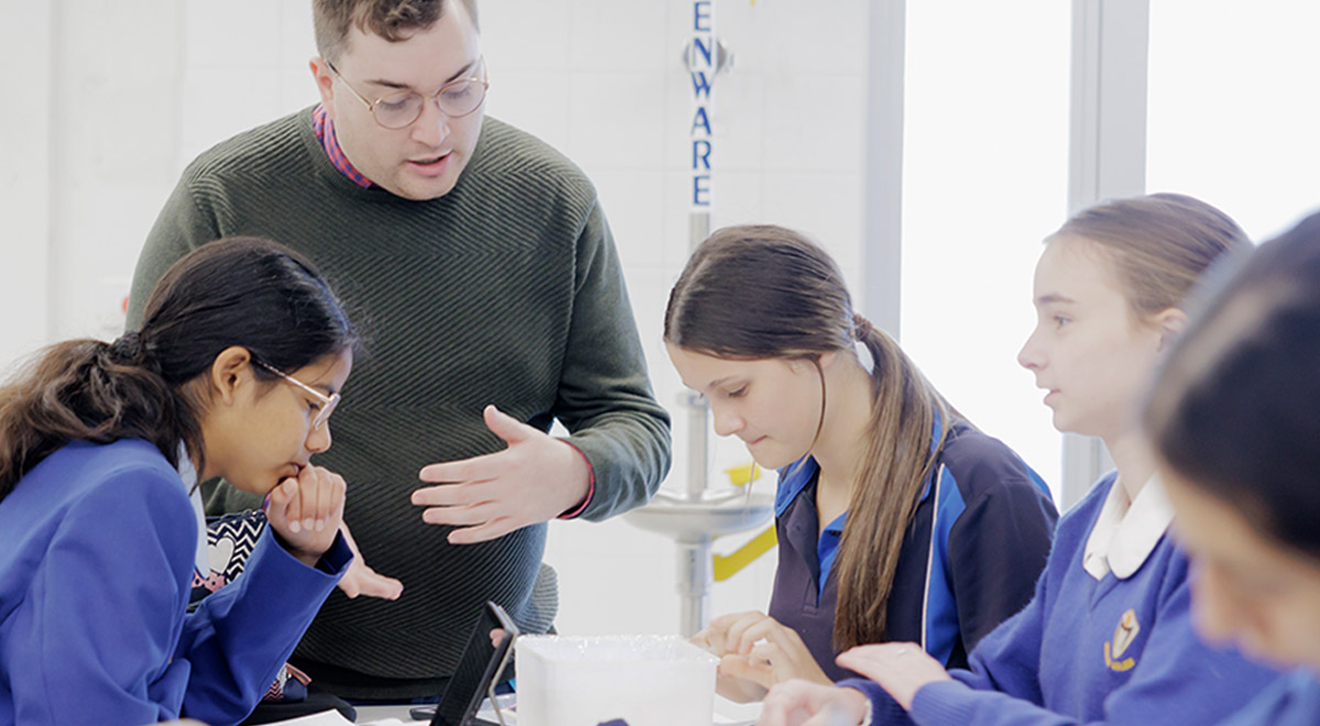 Dedicated teacher and students from Cerdon Catholic College Merrylands