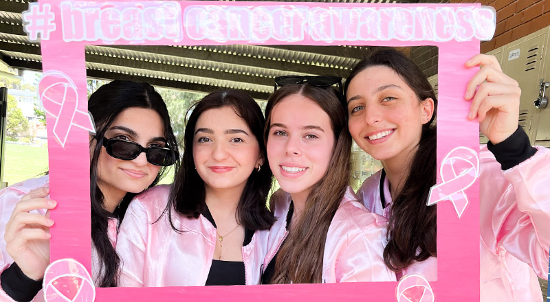 Students from Cerdon College Merrylands dressed in pink to raise awareness for breast cancer