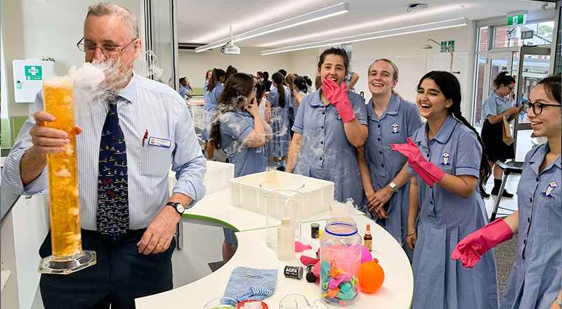 Cerdon College Merrylands students and dedicated teachers completing science experiment