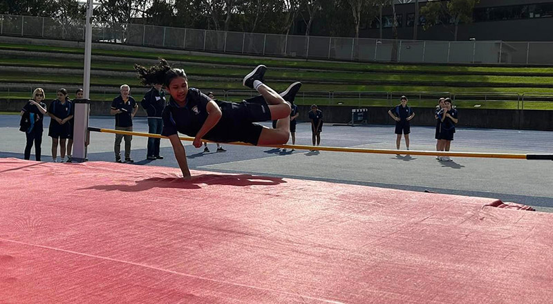 Cerdon College Merrylands student completing high jump