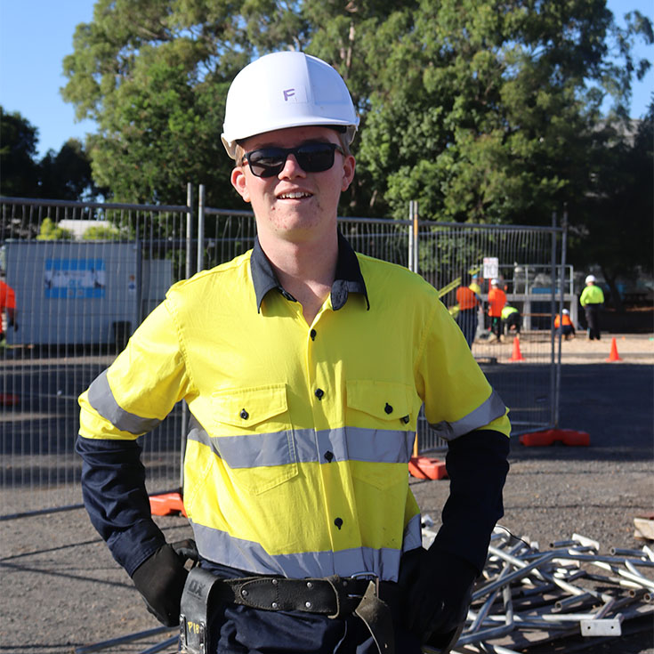CathWest student in tradie gear